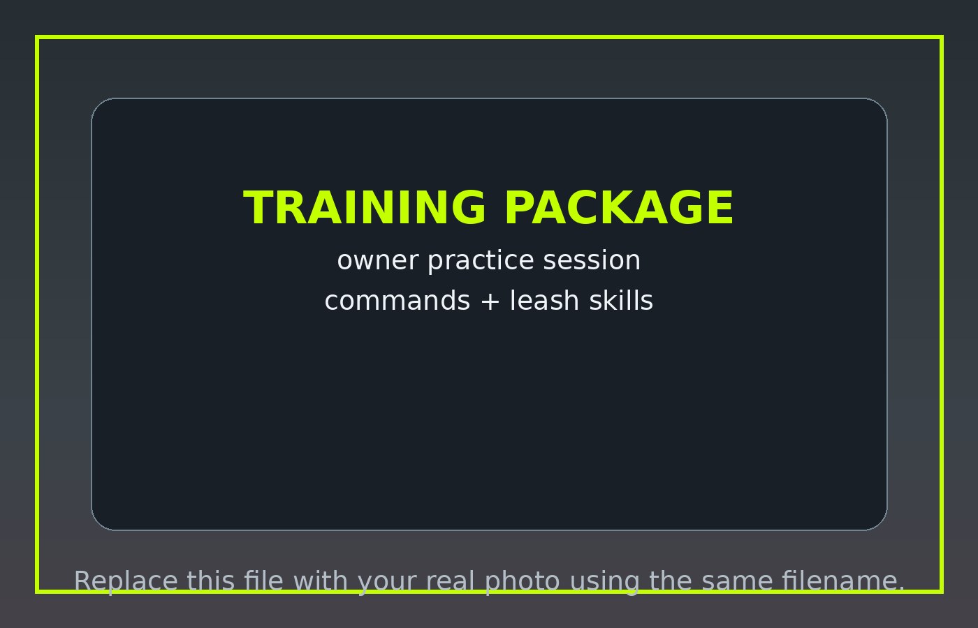 Dog training package placeholder